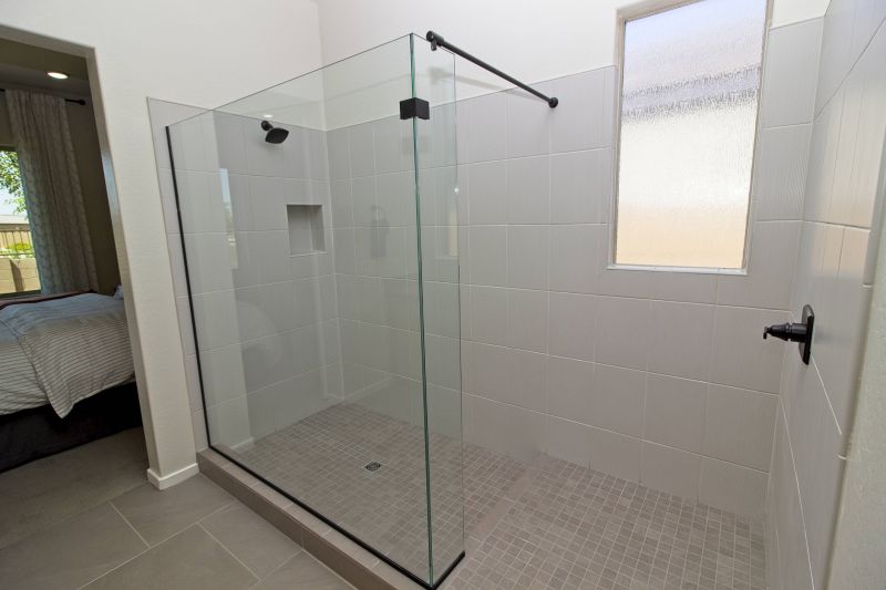 Walk-in shower with glass panels