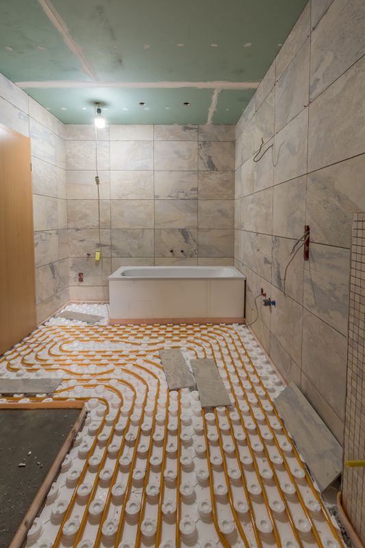 Heated flooring in a modern bathroom
